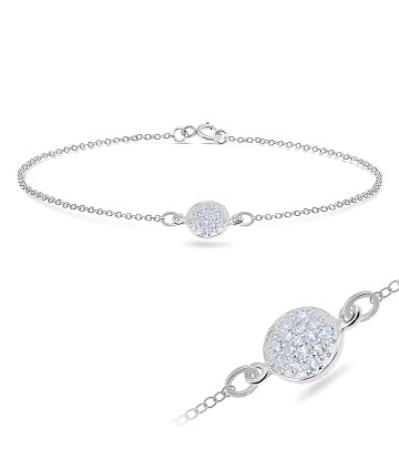 CZ Stones Round Shape Silver Bracelet BRS-177